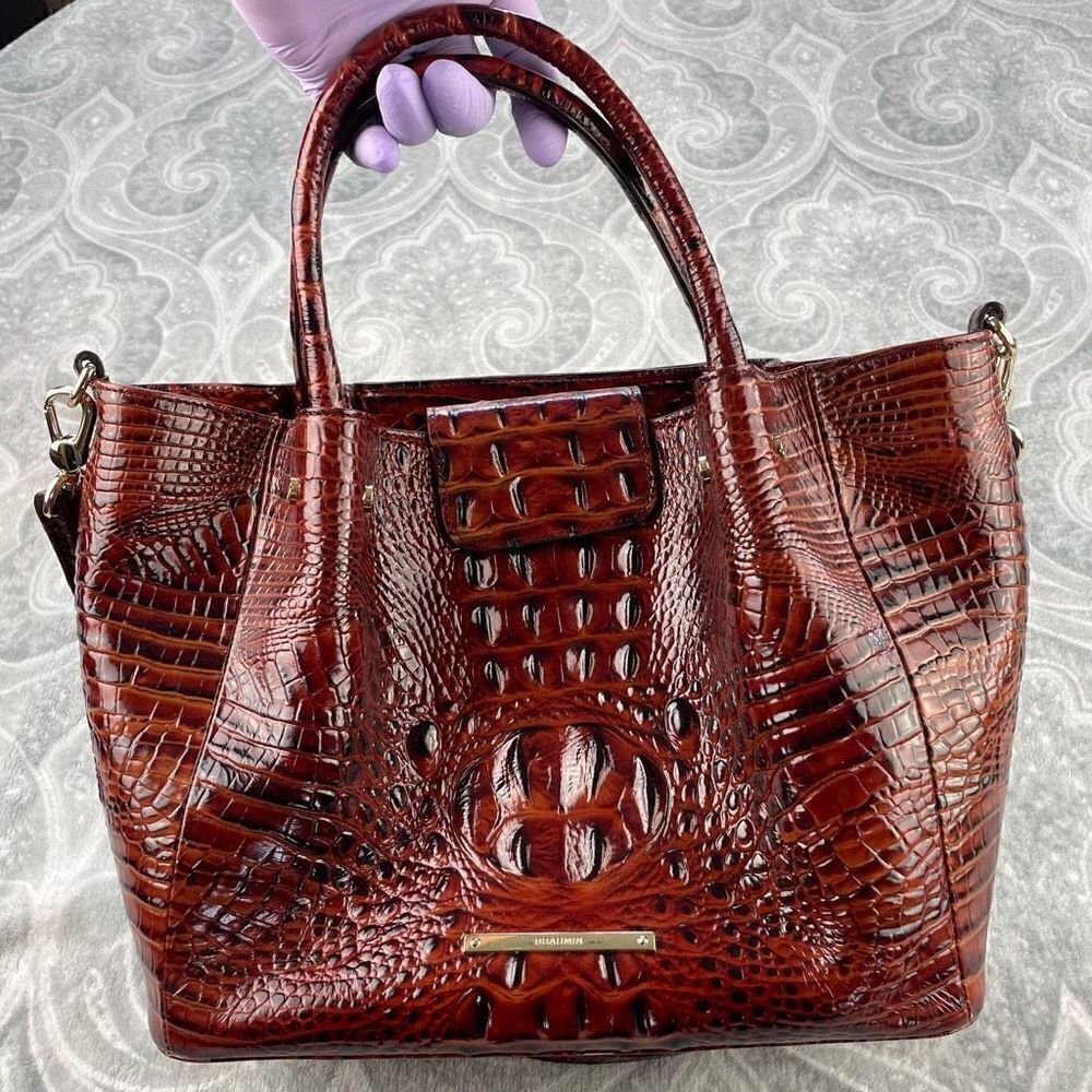 BRAHMIN Mallory Melbourne Embossed Leather Satchel - Picture 2 of 10